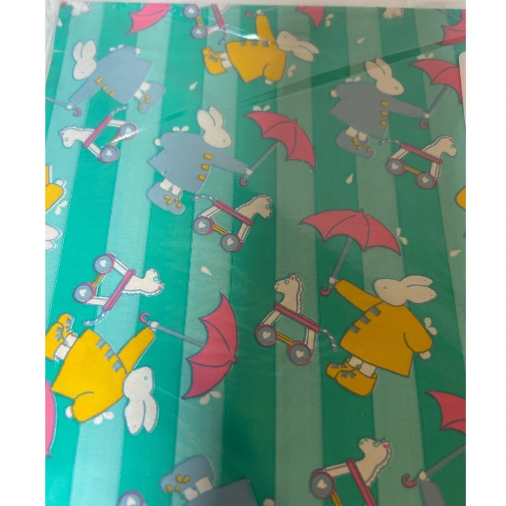 Vintage Artfaire Gift Wrap Baby Shower 8.3 sq ft Bunny Wrapping Paper Sheets